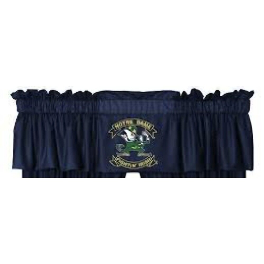 Notre Dame Fighting Irish Window Valance Navy Blue Curtain NCAA Leprechaun EUC